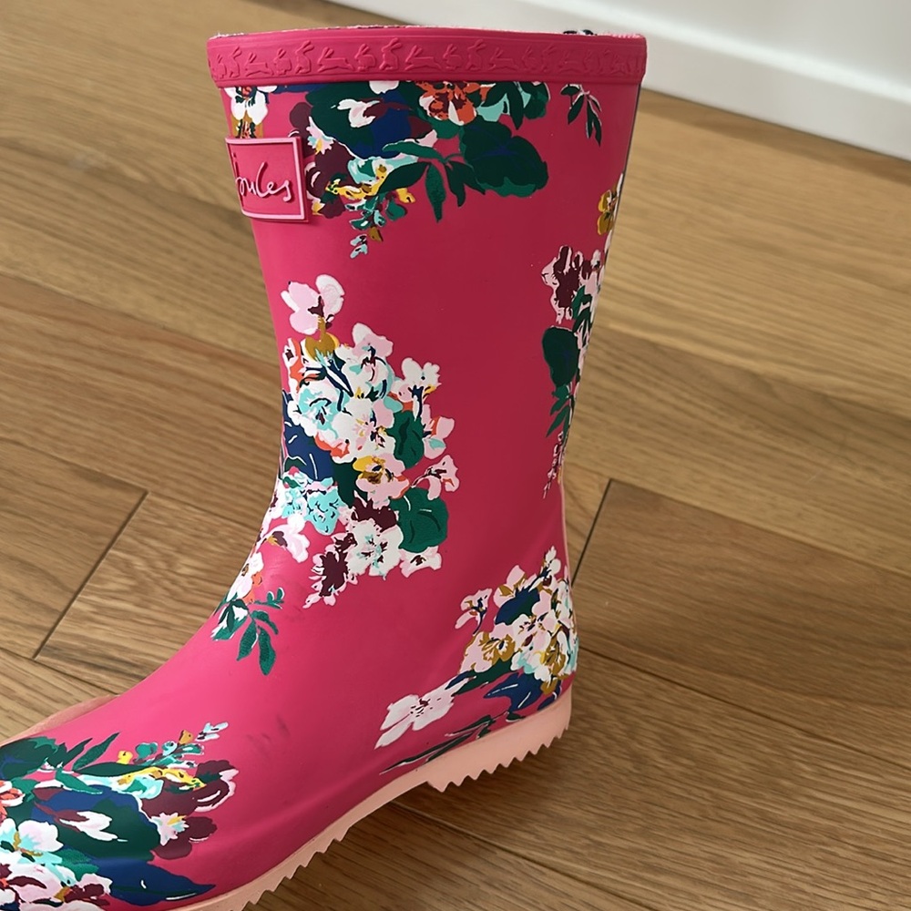 Girls Joules Pink Floral Rain  Boots - Picture 6 of 8